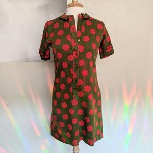 VINTAGE 60's/70's Flower Print Cotton Shift Dress!
